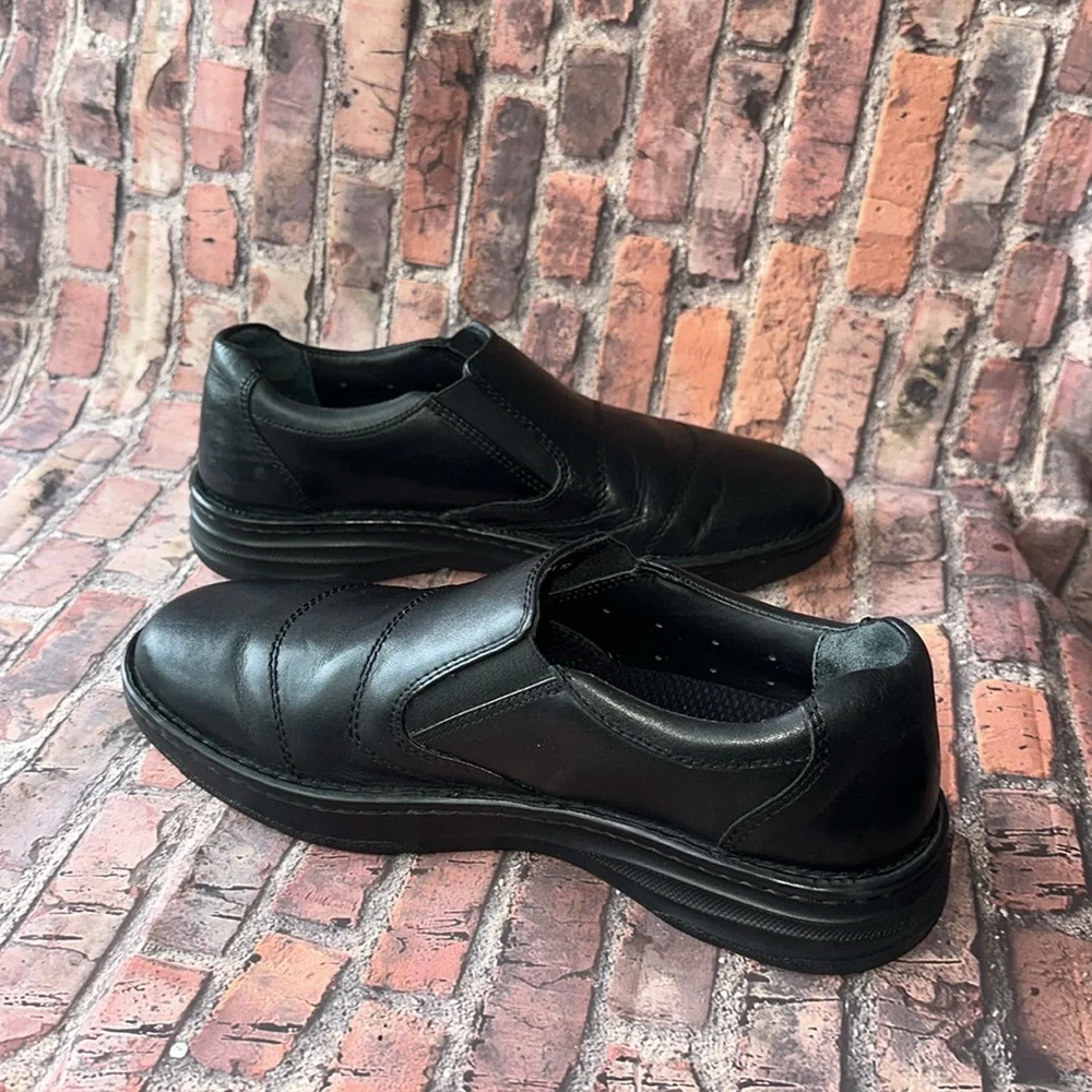 DREW Men's Black Leather Slip-On Shoes, Size 9.5N narrow